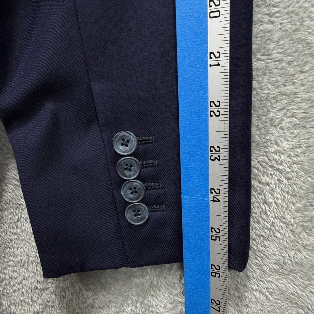 J.Hilburn Blazer Mens 47L Navy Blue Classic Fit Wool Suit Jacket Vitale Barberis
